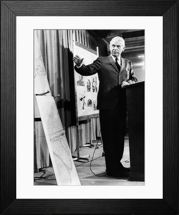 Framed Print : Navy Sec. Paul Nitze, at a Pentagon Conference during the Vietnam War, July 22, 1966