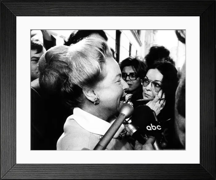 Framed Print : Martha Mitchell talks to the press outside her New York apartment on May 3, 1973. She said her husband, former Atty. Gen Framed Print : Martha Mitchell talks to the press outside her New York apartment on May 3, 1973. She said her husband, former Atty. Gen