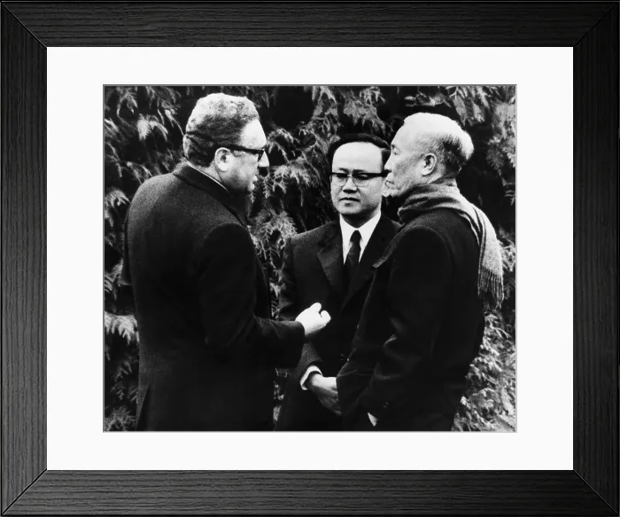 Framed Print : Henry Kissinger (left), U.S. National Security Advisor, and North Vietnam's Le Duc Tho. Nov. 23, 1972 Framed Print : Henry Kissinger (left), U.S. National Security Advisor, and North Vietnam's Le Duc Tho. Nov. 23, 1972