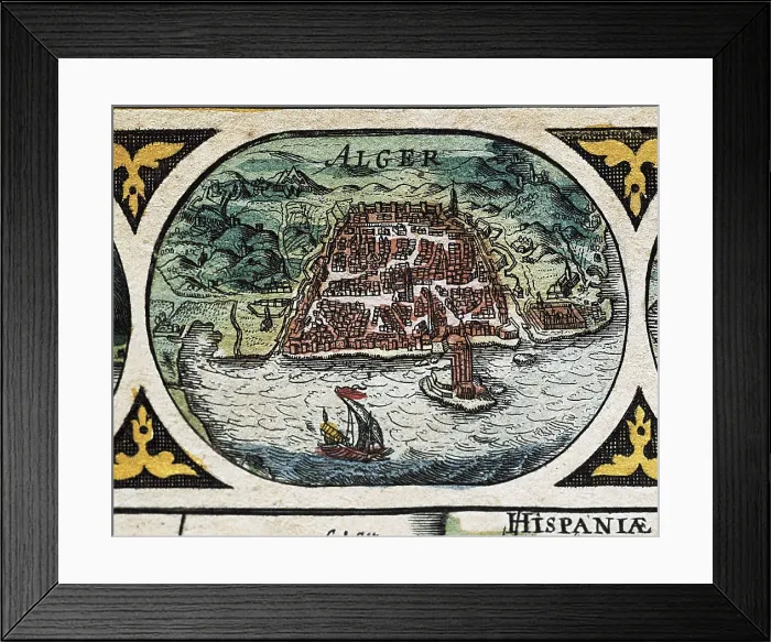 Framed Print : BLAEU, Willem Janszoon (1571-1638); BLAEU, Jan (1596-1673). Le Theatre du Monde (The World Theatre). 1645. Detail of the world map with the legend of America. Etching. SPAIN