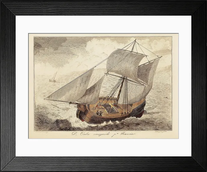 Framed Print : Spain. First Carlist War. Don Carlos sailing to France (1834). Engraving by Manuel Miranda. Engraving. SPAIN. Donostia. Military Historical Museum