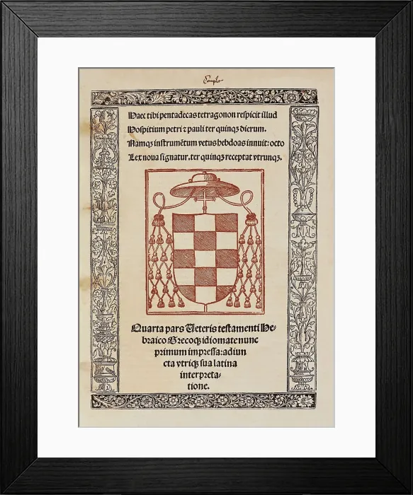 Framed Print : Cardinal Cisneros Complutesian Polyglot Bible, edited in Alcal de Henares and publishe in 1517. SPAIN. Segovia. Cathedral archive of Segovia Framed Print : Cardinal Cisneros Complutesian Polyglot Bible, edited in Alcal de Henares and publishe in 1517. SPAIN. Segovia. Cathedral archive of Segovia
