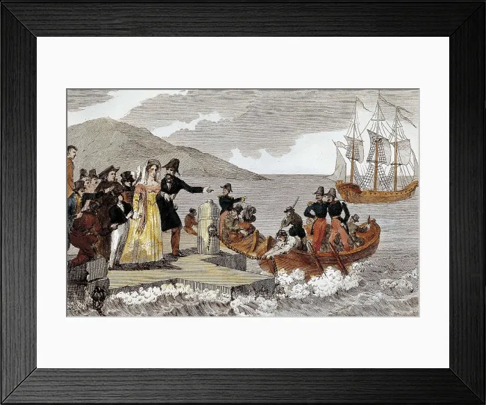 Framed Print : Spain. First Carlist War. Don Carlos embarking in Portugal (1834). Engraving by Antonio Gmez. Engraving. SPAIN. Donostia. Military Historical Museum Framed Print : Spain. First Carlist War. Don Carlos embarking in Portugal (1834). Engraving by Antonio Gmez. Engraving. SPAIN. Donostia. Military Historical Museum