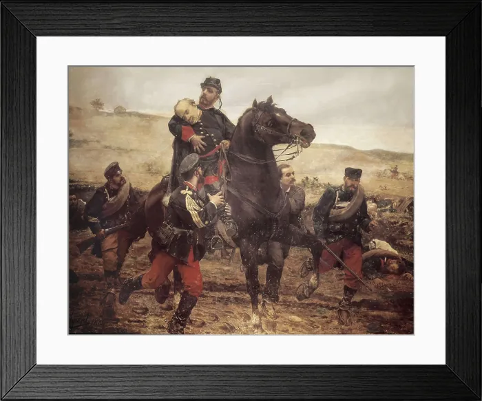 Framed Print : AGRASOT Y JUAN, Joaqun (1836-1919). Death of Marques del Duero. 1884. Spain. Third Carlist War. Liberal soldiers. Oil on canvas. SPAIN. Madrid. Senate Palace