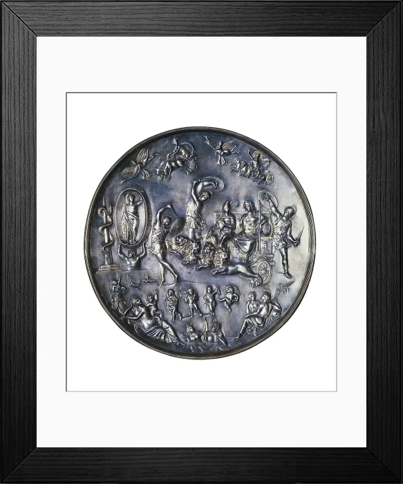 Framed Print : Parabiago Silver Patera. Scene of worship to Cybele. Roman art. Ceramics. ITALY. Parabiago. Museo Storico Archeologico Carla Musazzi. Proc: ITALY. Parabiago