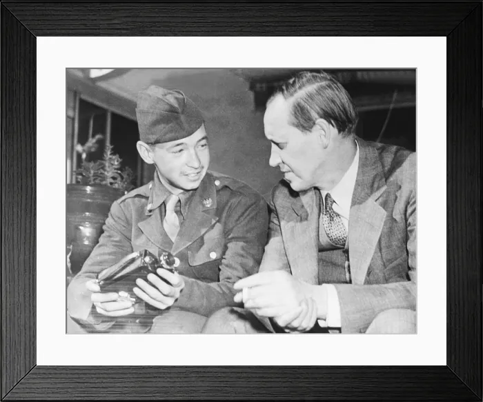 Framed Print : Harry Hopkins and Cpl. Robert Hopkins at Casablanca, French Morocco, Jan. 30, 1943. Robert was a battle photographers with the Operation Torch, the Allied North African campaign Framed Print : Harry Hopkins and Cpl. Robert Hopkins at Casablanca, French Morocco, Jan. 30, 1943. Robert was a battle photographers with the Operation Torch, the Allied North African campaign
