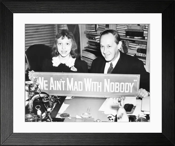 Framed Print : We Ain't Mad With Nobody is the Christmas message of Harry and Diana Hopkins. The widowed Hopkins and Diana lived in the FDR White House. Dec. 24, 1940. (CSU_2015_9_887)