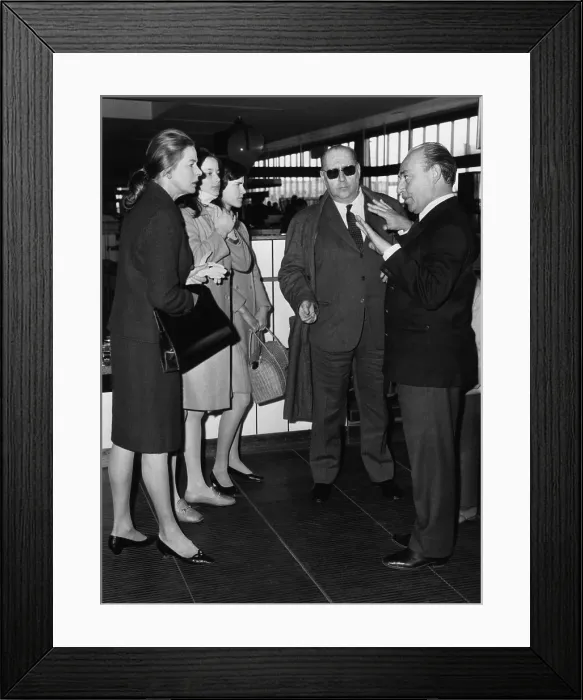 Framed Print : Ingrid Bergman and her ex-husband Italian film director Roberto Rossellini at Rome Airport. April 5, 1967