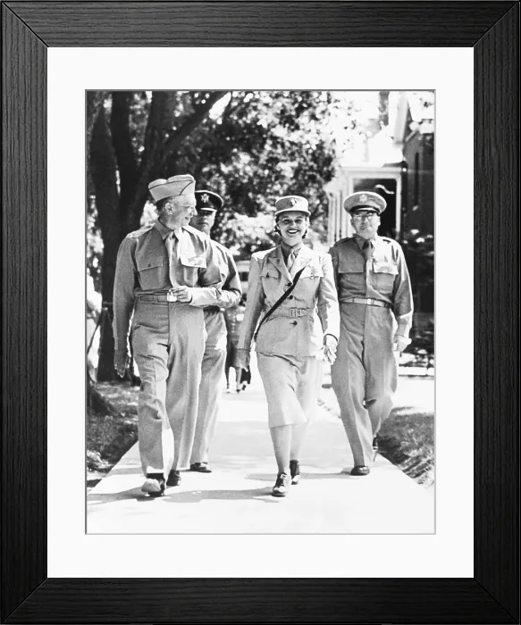 Framed Print : Oveta Culp Hobby, Director of the Women's Army Auxiliary Corps, at Fort Des Moines. July 21, 1942. She inspected the women's facilities with Col