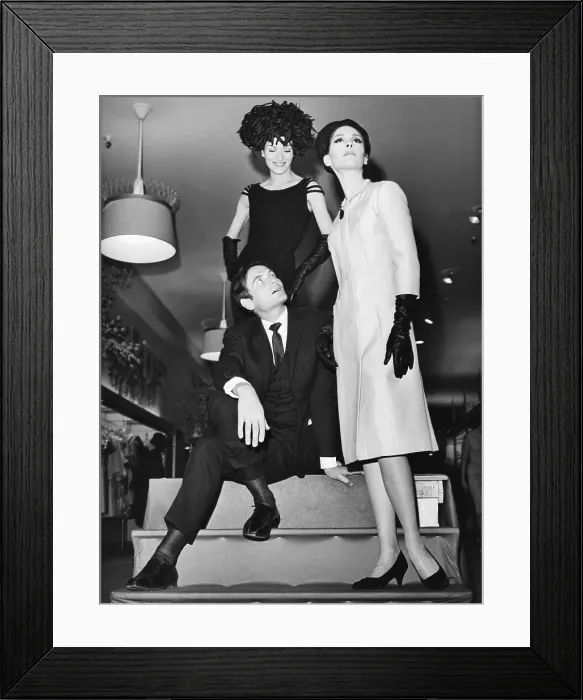 Framed Print : Pierre Cardin, Italian-born French fashion designer, with models at Bonwit Teller Framed Print : Pierre Cardin, Italian-born French fashion designer, with models at Bonwit Teller