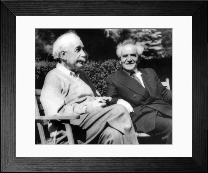 Framed Print : Albert Einstein with Israel's Prime Minister, David Ben-Gurion. They talked at Einstein's Princeton home. May 13, 1951 (CSU_ALPHA_1070) CSU Archives / Everett Collection Framed Print : Albert Einstein with Israel's Prime Minister, David Ben-Gurion. They talked at Einstein's Princeton home. May 13, 1951 (CSU_ALPHA_1070) CSU Archives / Everett Collection