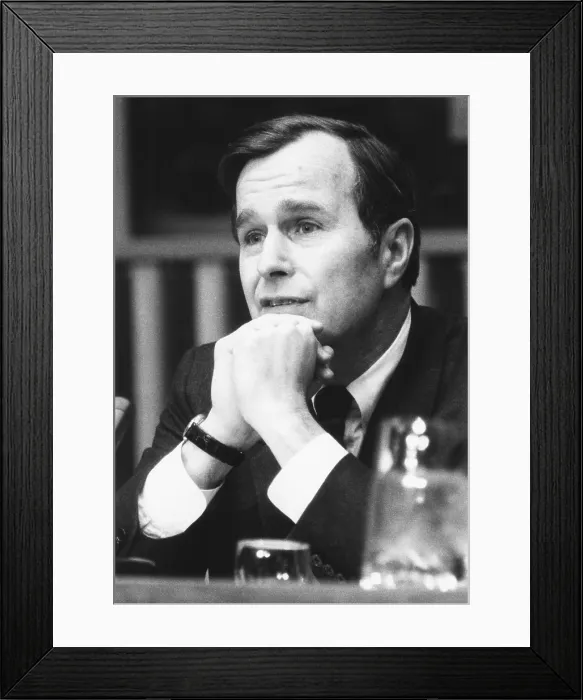 Framed Print : U.N. Ambassador George Bush presented his credentials to Secretary General U Thant. March 1, 1971 Framed Print : U.N. Ambassador George Bush presented his credentials to Secretary General U Thant. March 1, 1971