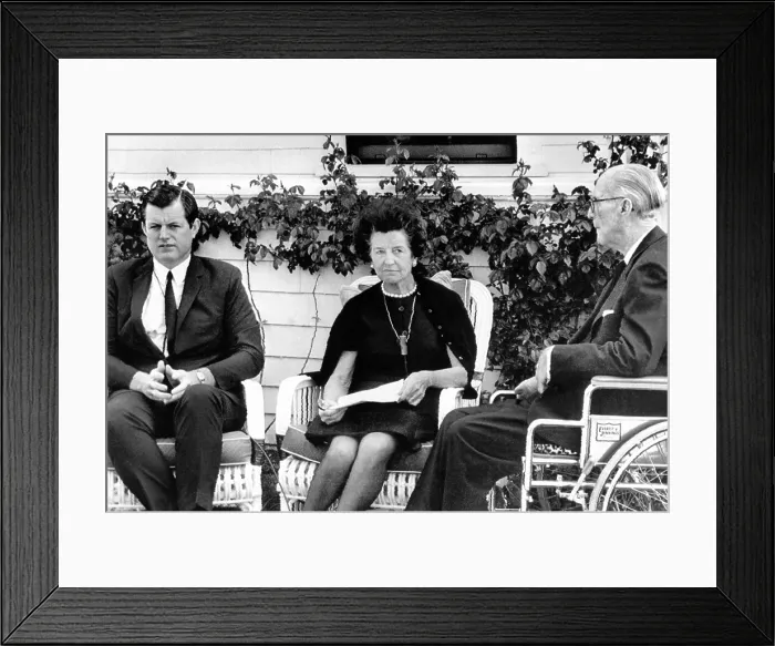 Framed Print : The bereaved parents and brother of slain Sen. Robert Kennedy express their gratitude to the nation. L-R: Sen. Edward Kennedy, Rose Kennedy, and Joseph P. Kennedy. June 15, 1968 Framed Print : The bereaved parents and brother of slain Sen. Robert Kennedy express their gratitude to the nation. L-R: Sen. Edward Kennedy, Rose Kennedy, and Joseph P. Kennedy. June 15, 1968