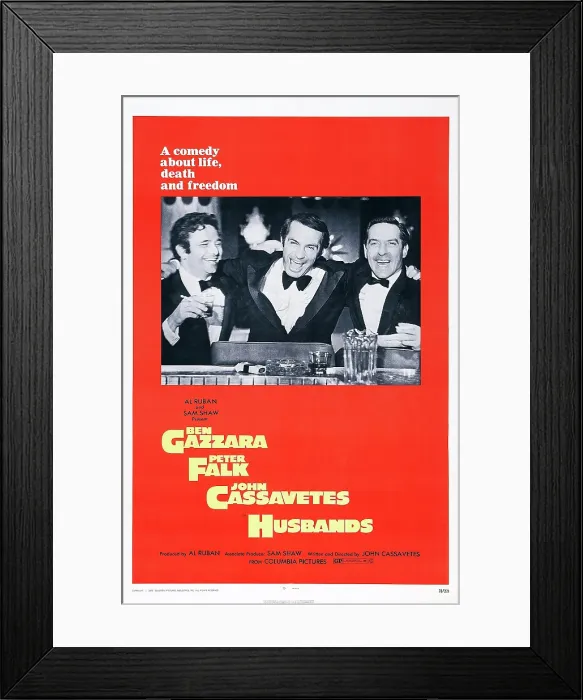 Framed Print : HUSBANDS, US poster art, from left: Peter Falk, Ben Gazzara, John Cassavetes, 1970