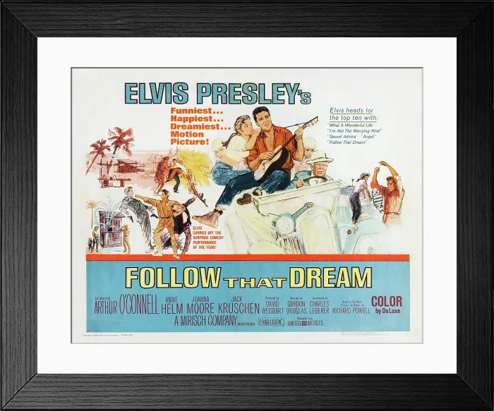 Framed Print : FOLLOW THAT DREAM, US lobbycard, center: Anne Helm, Elvis Presley, 1962 Framed Print : FOLLOW THAT DREAM, US lobbycard, center: Anne Helm, Elvis Presley, 1962