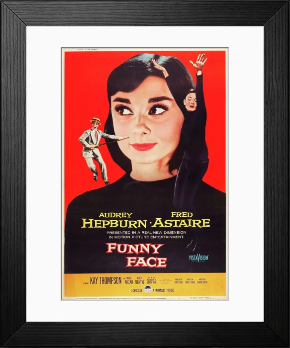 Framed Print : FUNNY FACE, l-r: Fred Astaire, Audrey Hepburn on US poster art, 1957