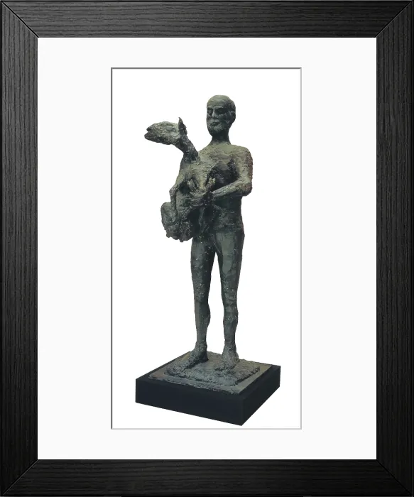 Framed Print : Picasso, Pablo (1881-1973). Man with a lamb. 1943. Sculpture on bronze. FRANCE. Paris. Picasso National Museum. AISA / Everett Collection - Image has fine art copyright