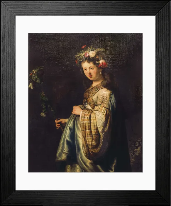 Framed Print : REMBRANDT, Harmenszoon van Rijn, called (1606-1669). Saskia as Flora. 1634. Baroque art. Oil on canvas. RUSSIA. Saint Petersburg. State Hermitage Museum Framed Print : REMBRANDT, Harmenszoon van Rijn, called (1606-1669). Saskia as Flora. 1634. Baroque art. Oil on canvas. RUSSIA. Saint Petersburg. State Hermitage Museum