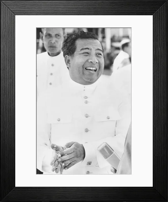 Framed Print : Prince Norodom Sihanouk of Cambodia in Phnom Penh, Nov. 19, 1969. He was celebrating Cambodia's 16th Independence Day