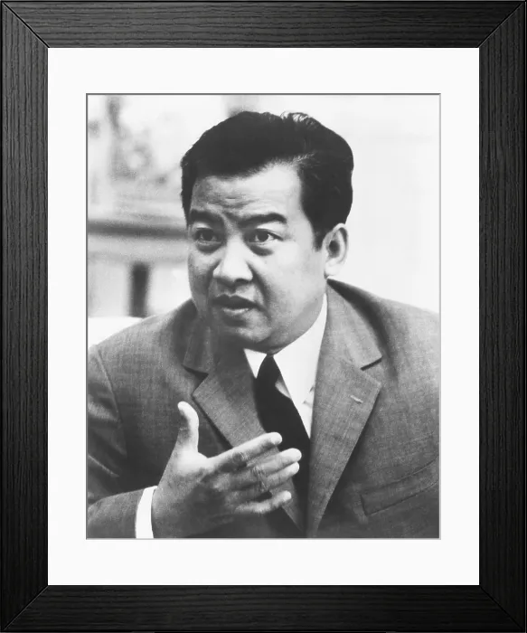 Framed Print : Prince Norodom Sihanouk in 1972, headed a Cambodian government in exile. His regime was recognized by China, North Vietnam and North Korea
