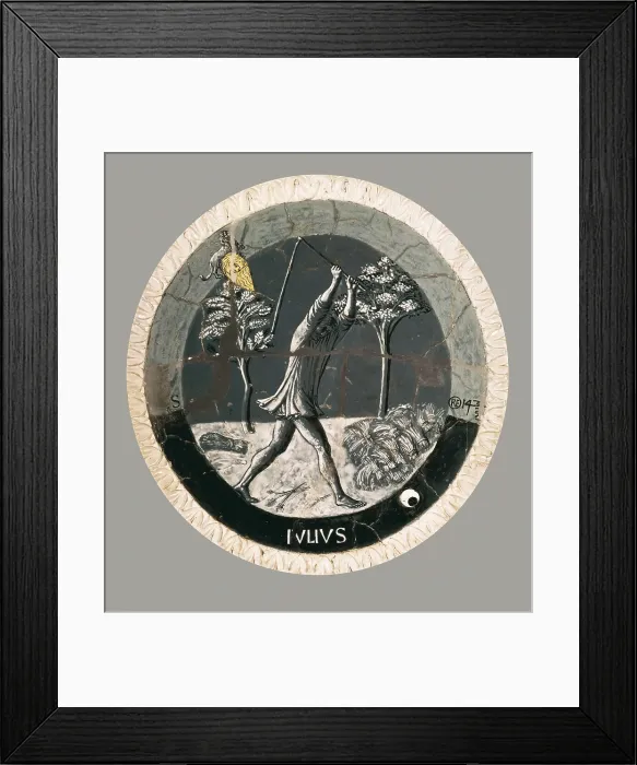 Framed Print : DELLA ROBBIA, Luca (1400-1482). Works of the Months. July. c. 1450-1456. Harvesting scene. Renaissance art. Quattrocento. Florentine school. Terra-cotta. UNITED KINGDOM. London