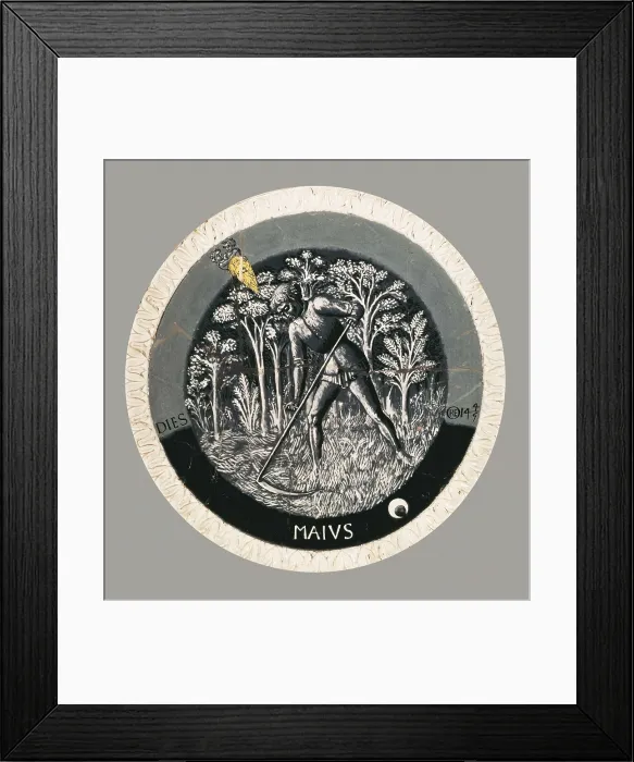 Framed Print : DELLA ROBBIA, Luca (1400-1482). Works of the Months. May. c. 1450-1456. Reaping scene. Renaissance art. Quattrocento. Florentine school. Terra-cotta. UNITED KINGDOM. London
