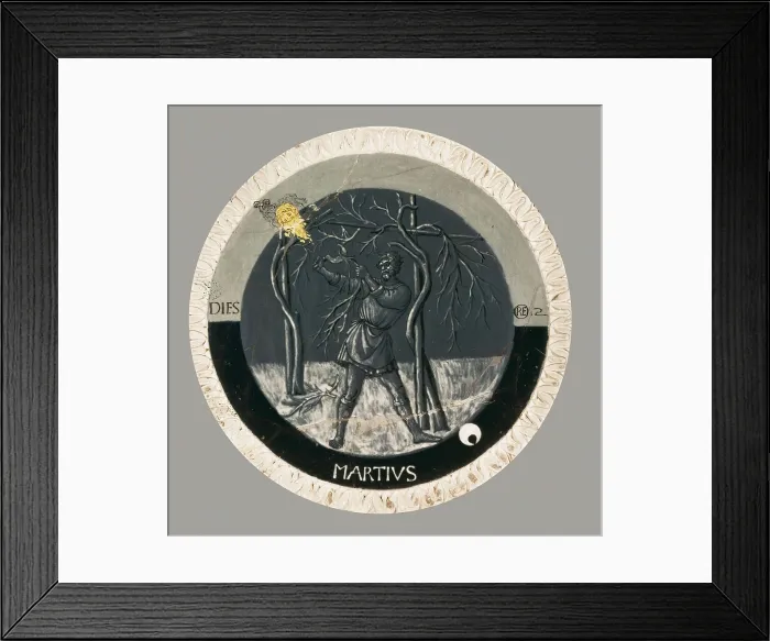 Framed Print : DELLA ROBBIA, Luca (1400-1482). Works of the Months. March. c. 1450-1456. Scene of the prune of the vine. Renaissance art. Quattrocento. Florentine school. Terra-cotta Framed Print : DELLA ROBBIA, Luca (1400-1482). Works of the Months. March. c. 1450-1456. Scene of the prune of the vine. Renaissance art. Quattrocento. Florentine school. Terra-cotta