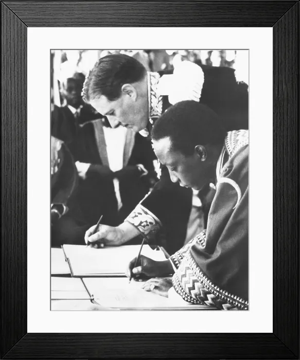 Framed Print : A negotiated settlement established on the status of Buganda within the nation of Uganda. Oct. 23, 1955 Framed Print : A negotiated settlement established on the status of Buganda within the nation of Uganda. Oct. 23, 1955