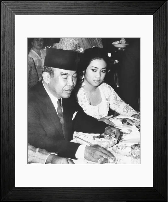 Framed Print : Indonesia's former President Sukarno with his daughter, Rachmawati, at her wedding. March 25, 1969 Framed Print : Indonesia's former President Sukarno with his daughter, Rachmawati, at her wedding. March 25, 1969