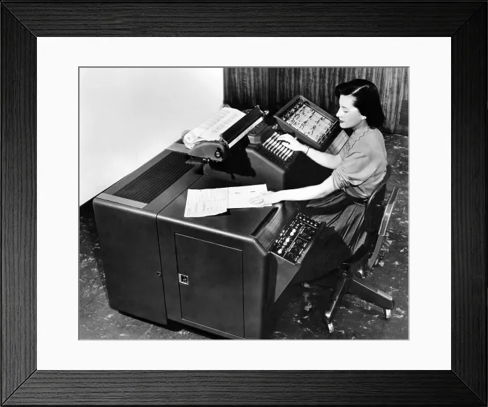 Framed Print : New, lower cost, Burroughs electronic brain