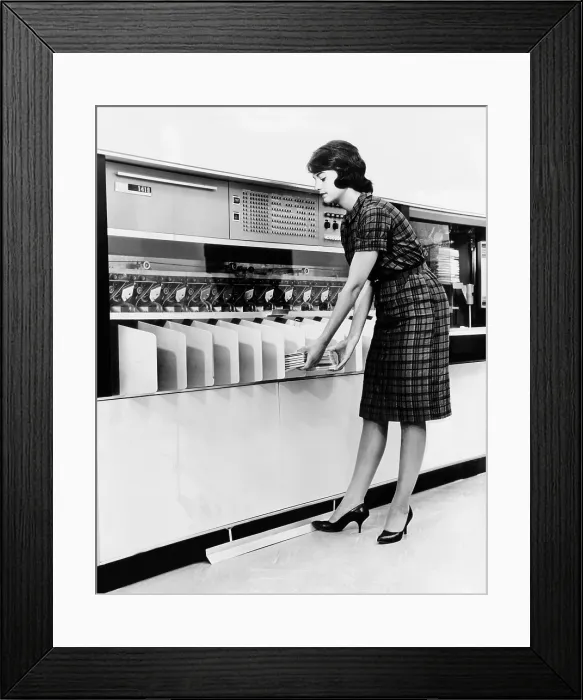 Framed Print : IBM 1419 magnetic character reader read and sorted checks at up to 1600 per minute. Aug. 24, 1961. (CSU_ALPHA_1392) CSU Archives / Everett Collection