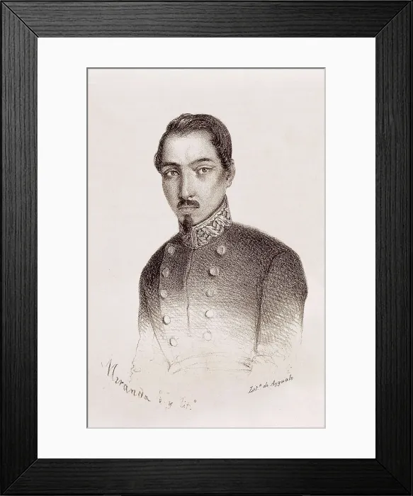 Framed Print : PARDIAS VILLARDEFRANCOS, Ramn (1802-1838). Spain. First Carlist War. Marshal Manuel Pardias, of Isabelian army. Litography. SPAIN. Madrid. National Library