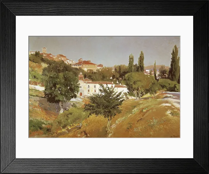 Framed Print : BERUETE Y MORET, Aureliano de (1845-1912). Landscape with the Convent of Santo Espiritu of Segovia. 1908. Impressionism. Oil on canvas. SPAIN. Valencia