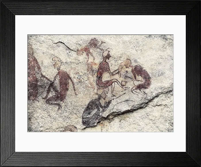 Framed Print : LIBYA. Tadrart Acacus. Anthropomorphic scene. Neolithic art. Cave. AISA / Everett Collection**US SALES ONLY**