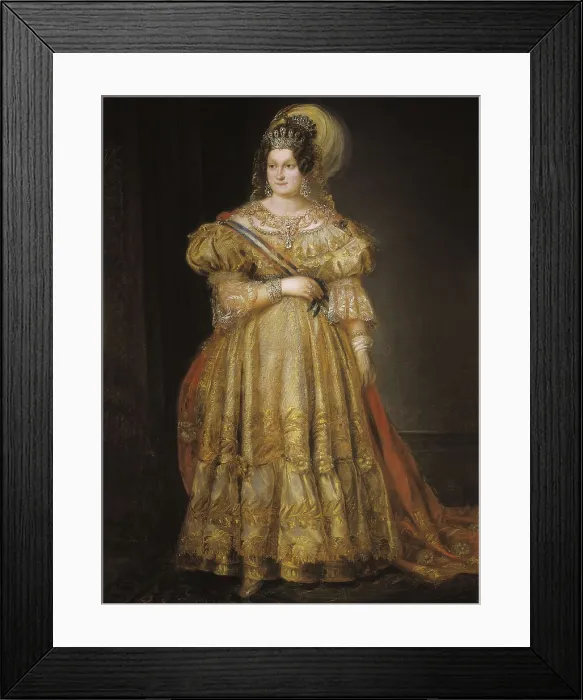 Framed Print : CARDERERA Y SOLANO, Valentn (1796-1880). Portrait of Mara Cristina. 2nd half 19th c. Romanticism. Oil on canvas. SPAIN. Madrid. Romantic Museum