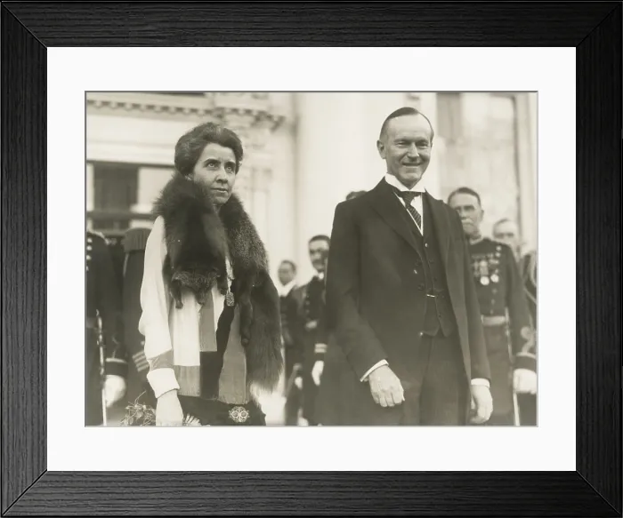 Framed Print : President Calvin and First Lady Grace Coolidge at the 1928 White House New Year's reception