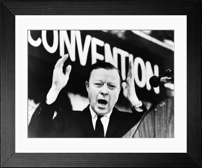 Framed Print : UAW President Walter Reuther speaking about the his rift the AFL-CIO head, George Meany. March 13, 1968