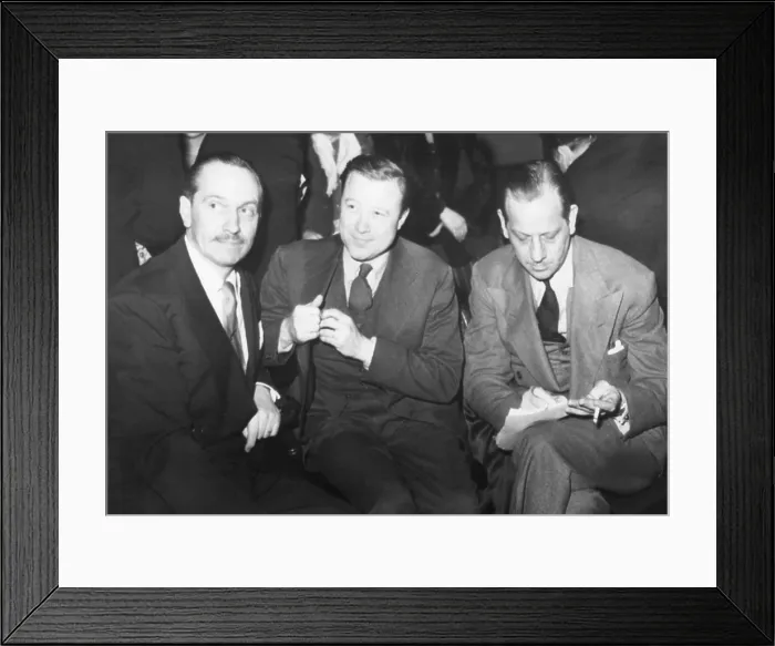 Framed Print : Frederick March, Walter Reuther, and Melvyn Douglas at UAW rally for workers striking GM. Feb. 15, 1946. The United Auto Workers fundraiser was at Detroit's Olympic Stadium Framed Print : Frederick March, Walter Reuther, and Melvyn Douglas at UAW rally for workers striking GM. Feb. 15, 1946. The United Auto Workers fundraiser was at Detroit's Olympic Stadium