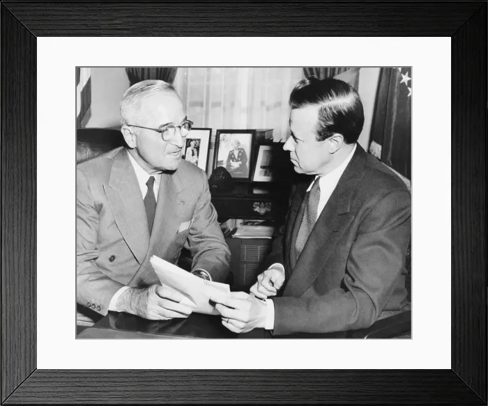 Framed Print : Walter Reuther, new President of the CIO, with President Harry Truman, Dec. 12, 1952