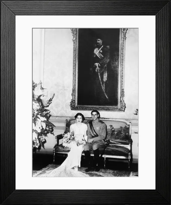 Framed Print : Crown Prince Mohammed Reza of Iran and his Egyptian bride, Princess Fawzia. She is the sister of King Farouk of Egypt and the first of the future Shah of Iran's three wives