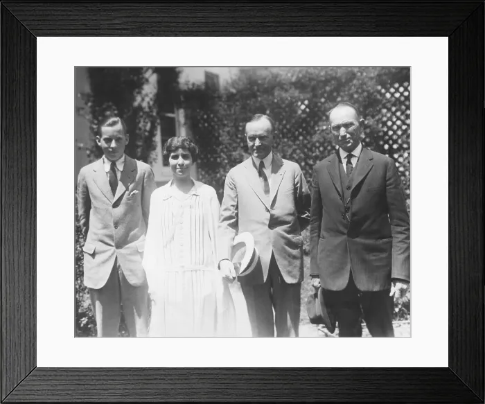 Framed Print : Coolidge family on White House lawn shortly after the death of 16 year of Calvin Coolidge, Jr Framed Print : Coolidge family on White House lawn shortly after the death of 16 year of Calvin Coolidge, Jr