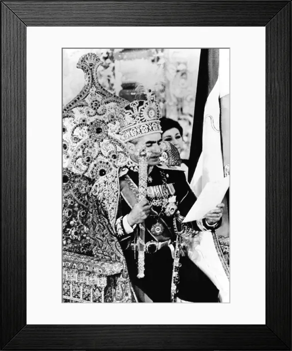 Framed Print : Shah of Iran reads a statement from the Peacock Throne after his coronation on Oct. 26, 1967. (CSU_2015_8_521)