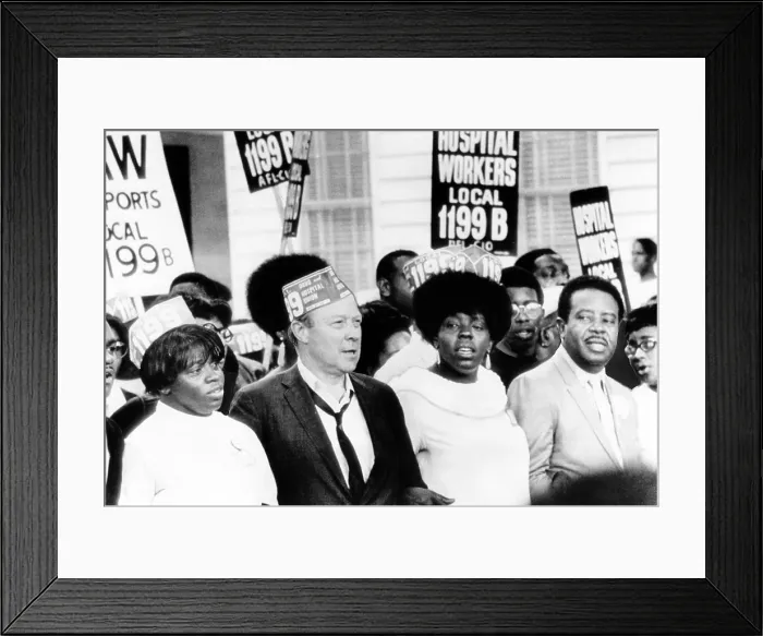 Framed Print : Walter Reuther and the Rev. Ralph Abernathy marching with striking hospital workers. May 11, 1969. Charleston, South Carolina