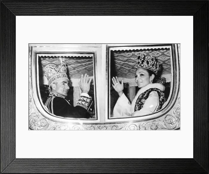 Framed Print : Iran the Shah of Iran and Empress Farah wave from their carriage after their coronation ceremony. Oct. 26, 1967. (CSU_2015_8_523) Framed Print : Iran the Shah of Iran and Empress Farah wave from their carriage after their coronation ceremony. Oct. 26, 1967. (CSU_2015_8_523)