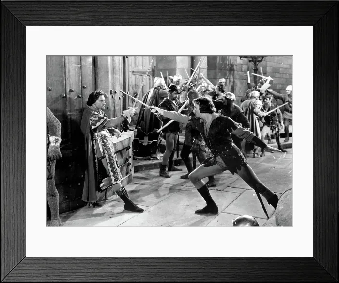 Framed Print : ADVENTURES OF ROBIN HOOD, Basil Rathbone, Errol Flynn, 1938 Framed Print : ADVENTURES OF ROBIN HOOD, Basil Rathbone, Errol Flynn, 1938