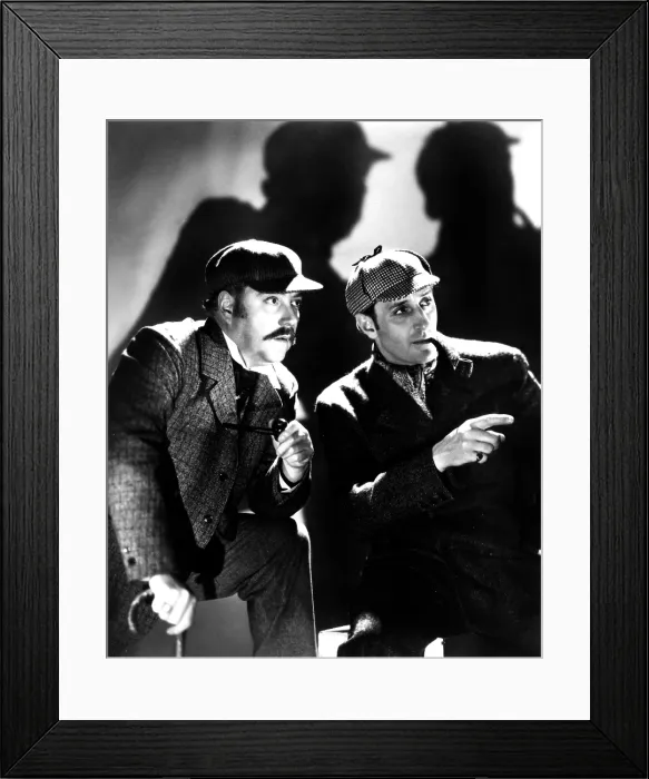 Framed Print : THE ADVENTURES OF SHERLOCK HOLMES, Nigel Bruce, Basil Rathbone, 1939, as Watson and Sherlock Holmes