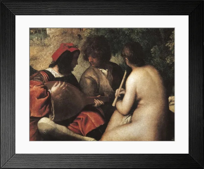 Framed Print : TTITIA, Tiziano Vecello, also called (1490-1576). Le Concert Champetre (Open-Air Concert). 1513 - 1511. Center detail. Work formerly attributed to Giorgione. Renaissance art