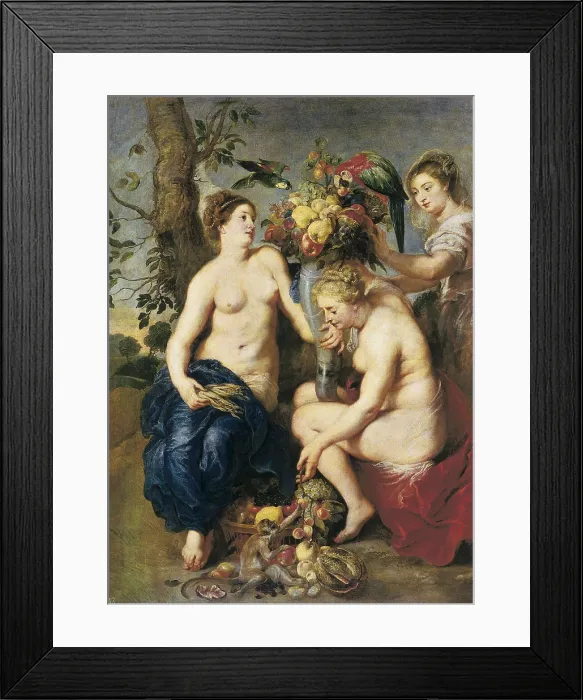 Framed Print : RUBENS, Peter Paul (1577-1640). Ceres and Two Nymphs with a Cornucopia. 1620. The animals and fruits were executed by Snyders. Baroque art. ; Flemish art. Oil on canvas. SPAIN Framed Print : RUBENS, Peter Paul (1577-1640). Ceres and Two Nymphs with a Cornucopia. 1620. The animals and fruits were executed by Snyders. Baroque art. ; Flemish art. Oil on canvas. SPAIN