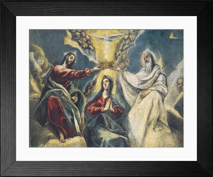 Framed Print : Greco, Domnikos Theotokpoulos, called El (1541-1614). Coronation of the Virgin. 1591 - 1592. Mannerism art. Oil on canvas. SPAIN. Guadalupe Framed Print : Greco, Domnikos Theotokpoulos, called El (1541-1614). Coronation of the Virgin. 1591 - 1592. Mannerism art. Oil on canvas. SPAIN. Guadalupe