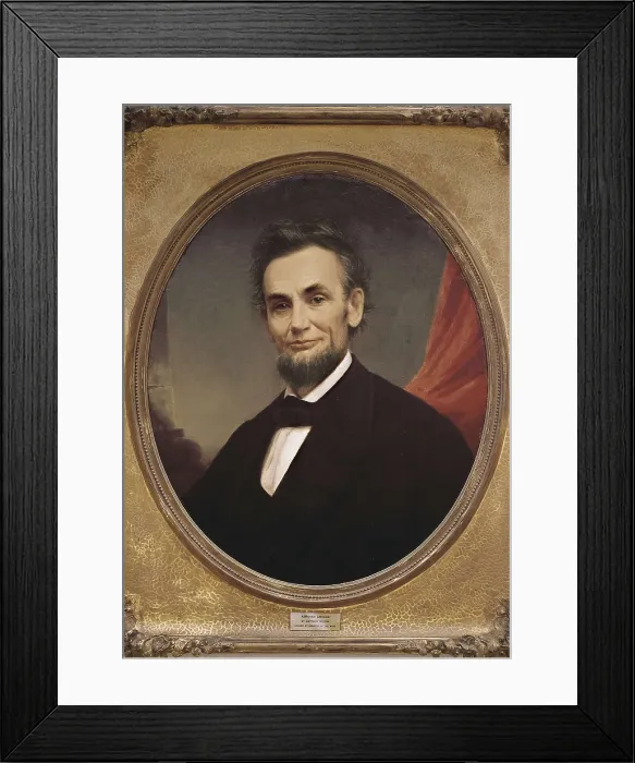 Framed Print : WILSON, Matthew Henry (1814-1892). Portrait of Abraham Lincoln. 1865. Last portrait of Lincoln, carried out before his murder. Oil on wood. UNITED STATES OF AMERICA. Annapolis